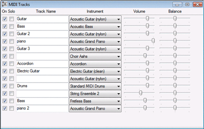 Track Mixer - Midi2Wav Recorder - midi to wav, midi to mp3 converter